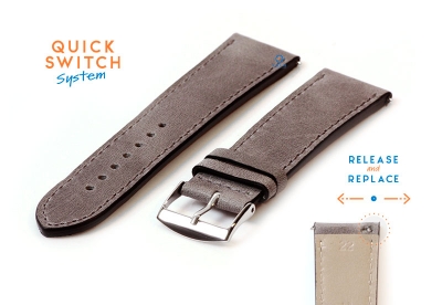 Watchstrap 22mm grey leather