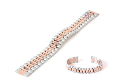 Watchstrap 18mm stainless steel silver rose gold