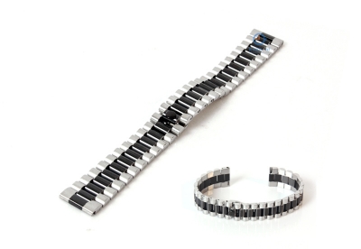 Watchstrap 18mm stainless steel silver black