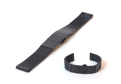 Watchstrap 22mm milanees polished black