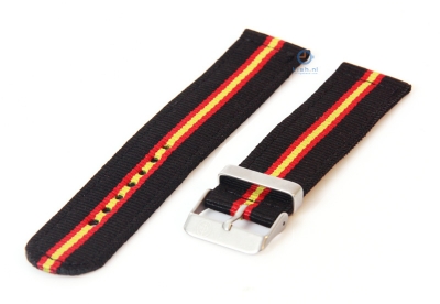 Watchstrap 20mm nylon black/red/yellow