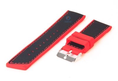 Watchstrap 24mm black-red silicone