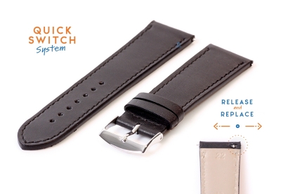 Watchstrap 22mm black leather