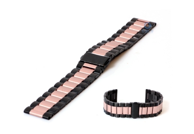 Watchstrap 22mm stainless steel black/pink