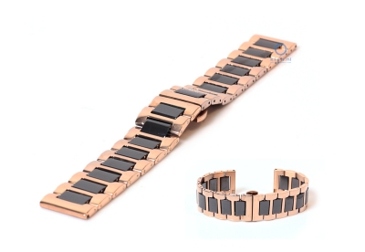 Watchstrap 20mm stainless steel rose gold/black
