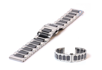 Watchstrap 20mm stainless steel silver/black