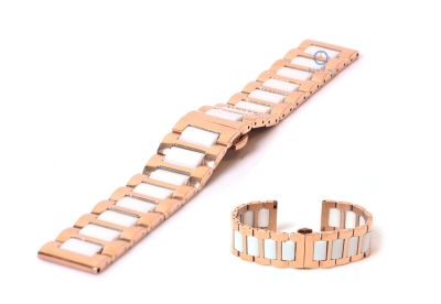 Watchstrap 20mm stainless steel rose gold/white