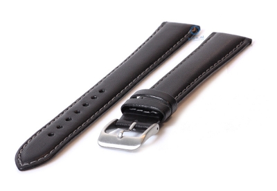 Extra long watch strap 20mm black leather - XXL
