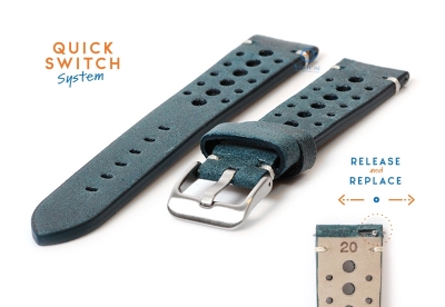 Watchstrap 20mm vintage perforated green leather