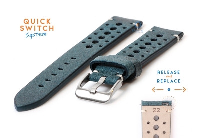 Watchstrap 22mm vintage perforated green leather