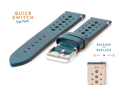 Watchstrap 24mm vintage perforated green leather