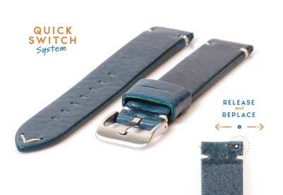 Watchstrap 20mm vintage blue leather