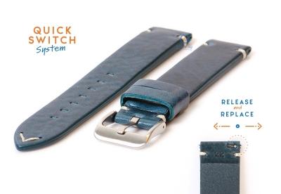 Watchstrap 22mm vintage blue leather