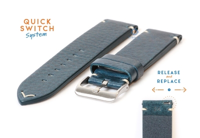 Watchstrap 24mm vintage blue leather