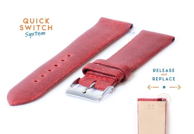 Watchstrap 22mm vintage red leather