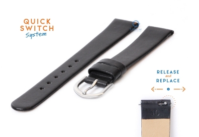 Watchstrap 16mm seamless black leather