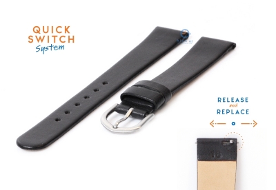 Watchstrap 18mm seamless black leather