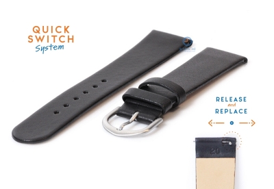Watchstrap 20mm seamless black leather