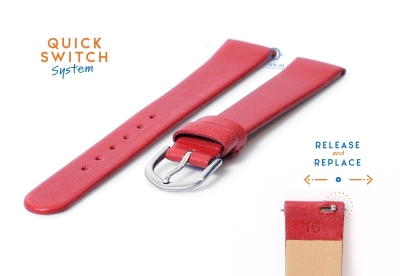Watchstrap 16mm seamless red leather