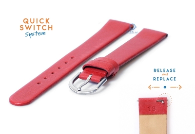 Watchstrap 18mm seamless red leather