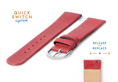 Watchstrap 20mm seamless red leather