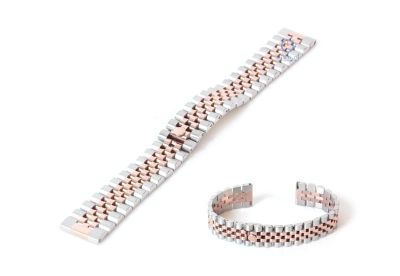 Watchstrap 20mm stainless steel silver rose gold