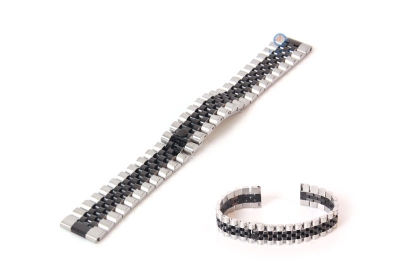 Watchstrap 20mm stainless steel silver black