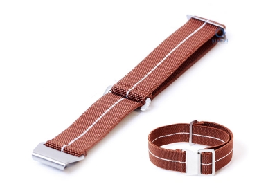 Elastic watchstrap 20mm nylon brown - white