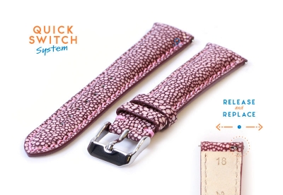 Watchstrap 18mm pink stingray leather