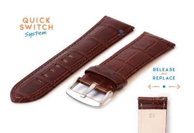 Watchstrap 24mm croco leather brown