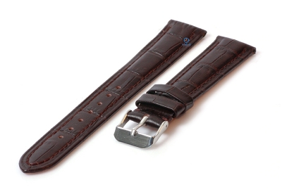 Watchstrap 18mm croco leather darkbrown