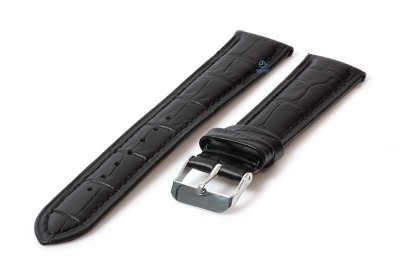Watchstrap 22mm croco leather black
