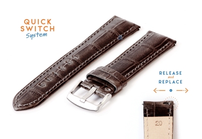 Watchstrap 20mm croco leather grey