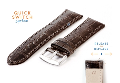 Watchstrap 22mm croco leather grey