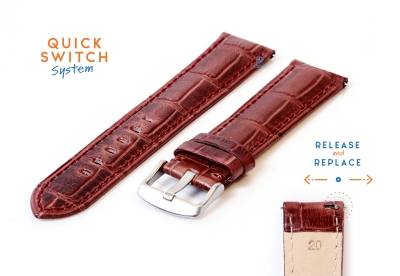Watchstrap 20mm croco leather brown