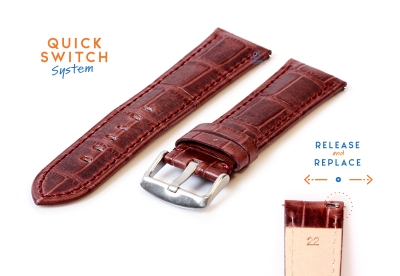 Watchstrap 22mm croco leather brown