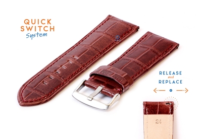 Watchstrap 24mm croco leather brown