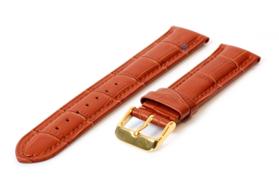 Watchstrap 22mm croco leather light brown