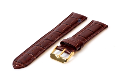 Watchstrap 22mm croco leather brown