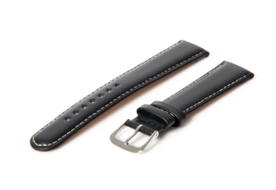 Universal 16mm black leather watchstrap