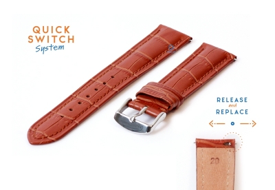 Watchstrap 20mm croco leather light brown