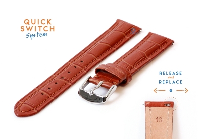 Watchstrap 18mm croco leather light brown