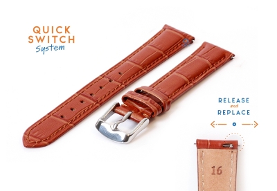 Watchstrap 16mm croco leather light brown