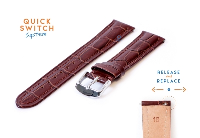 Watchstrap 18mm croco leather brown