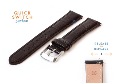 Watchstrap 16mm croco leather black