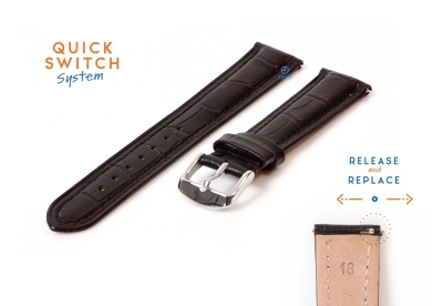 Watchstrap 18mm croco leather black