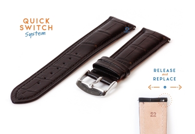 Watchstrap 22mm croco leather black