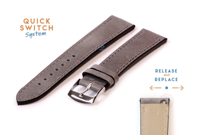 Watchstrap 18mm calf leather matte grey