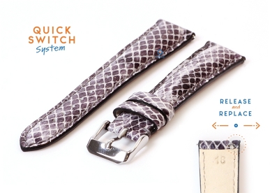 Watchstrap 18mm snakeskin leather - grey