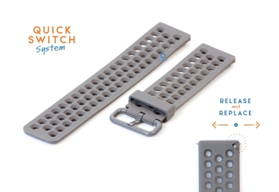 Watchstrap 23mm perforated silicone grey
